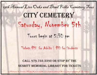 First date to puchase tickets for Live Oaks and Dead Folks Cemetery Tour
