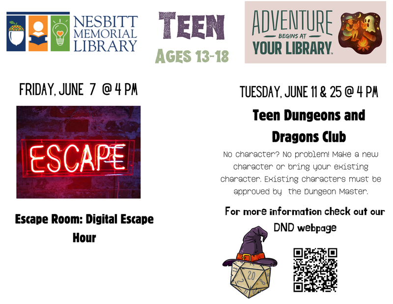 Teen Escape Hour & Teen DND Club