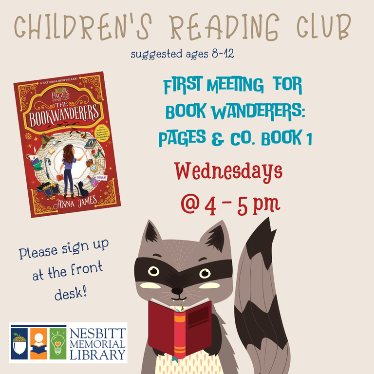  Children's Reading Club Every Wed @ 4-5pm