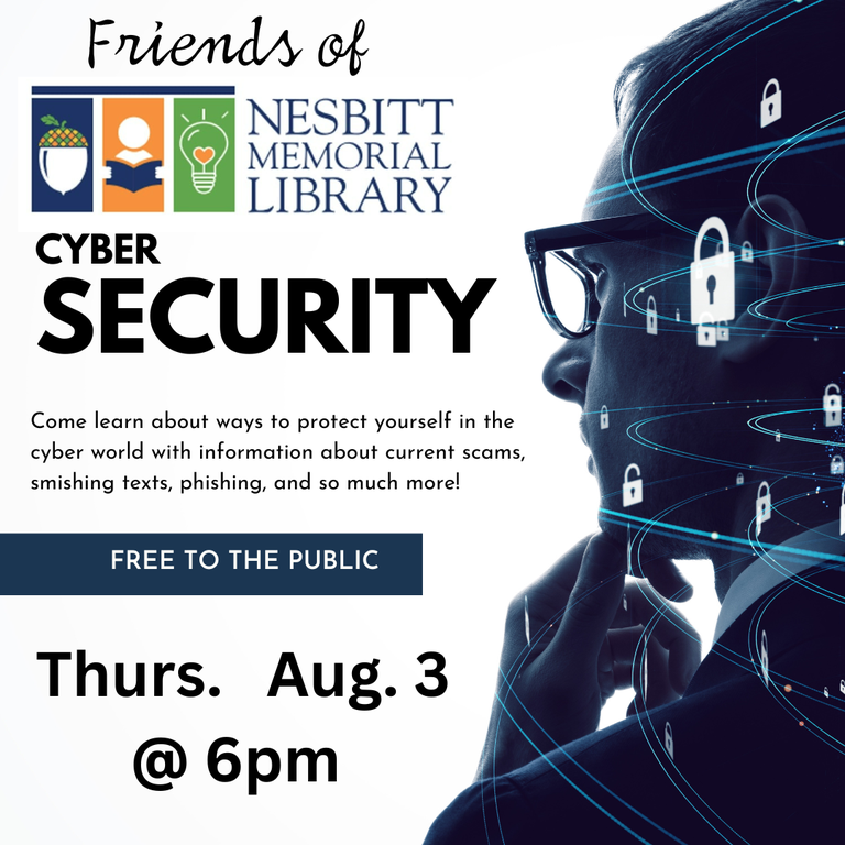 Cybersecurity Thurs. Aug 3 @ 6pm
