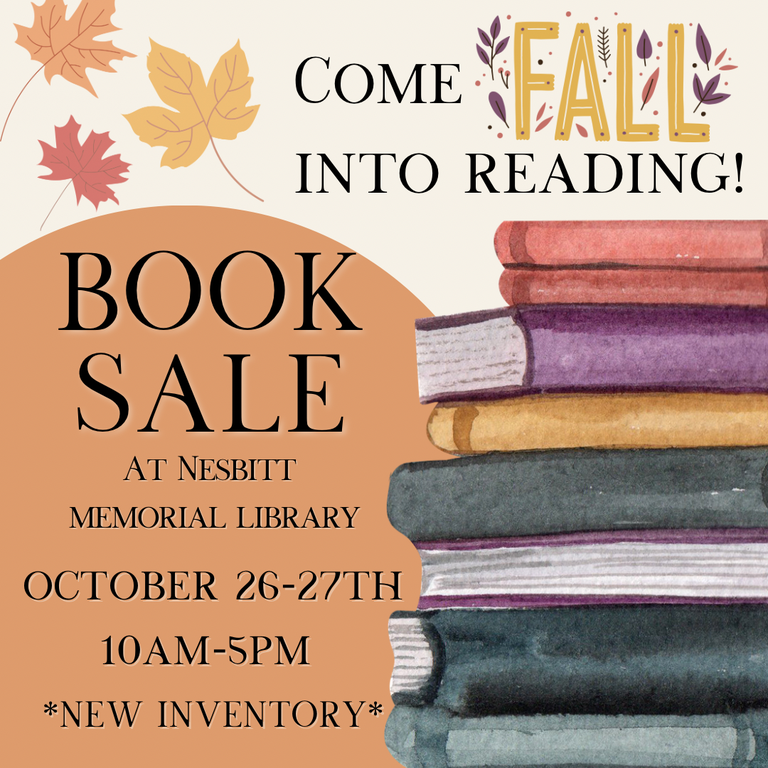 Friends Book Sale Oct 26-27th