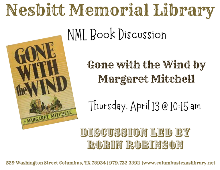 NML Book Discussions Apr 13th @ 10:15 am