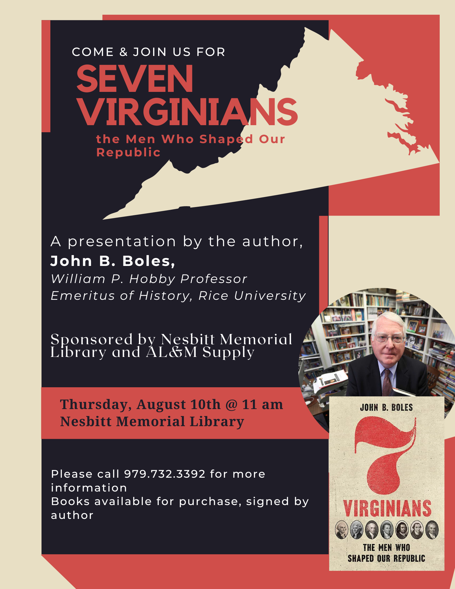 Seven Virginians presentation by the author John B. Boles 08/10 @ 11am