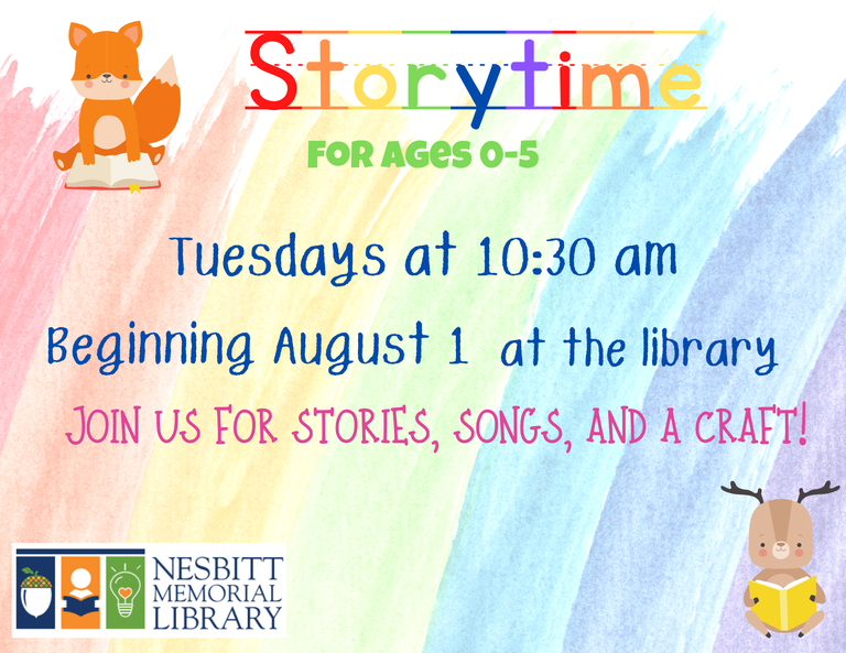 Storytime Tuesdays @ 10:30AM For Ages 0-5