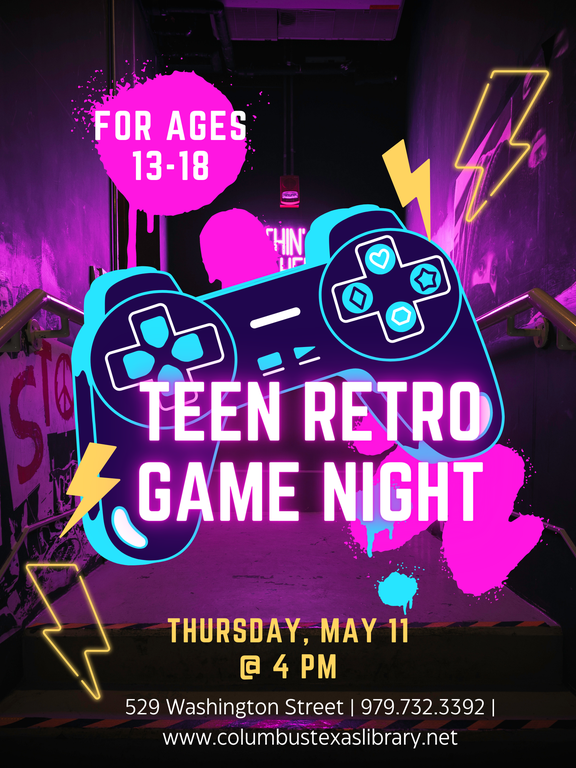 Teen Retro Game Night May 11 @ 4pm