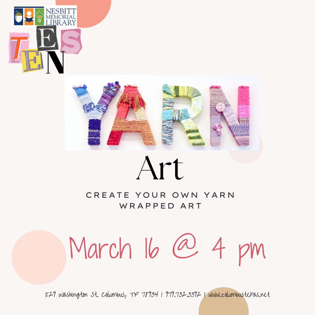 Teen Yarn Art March 16 @ 4pm.png